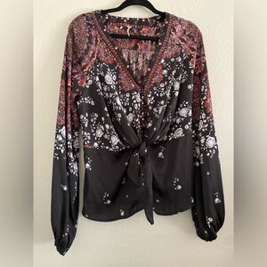 Free People Blouse Top Floral Large Boho Hippie Dressy